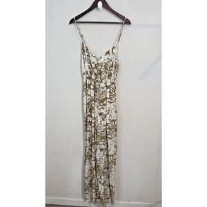 By Together Floral Print Jumpsuit Women Small Wide Leg Spaghetti Strap Yellow